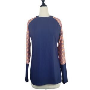 2Chillies women's rash guard navy orange print size XL